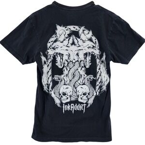 Ink Addict Tattoo Lifestyle Brand Mens Black Short Sleeve Graphic T Shirt Size S